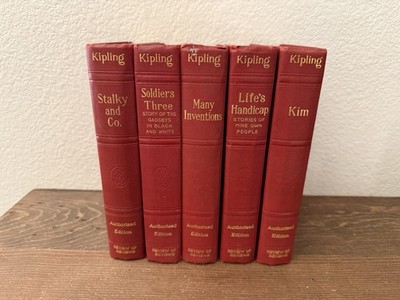 Antique 1913-14 Rudyard Kipling Set Of 5 Authorized Edition Hardcover Kim