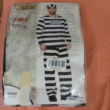 Spirit Halloween Unisex Prisoner Jailbird Costume Adult Size L/XL worn once