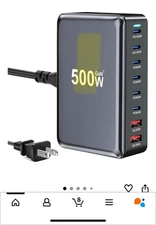 500W USB C Fast Charger Block, 8 Port USB Charging Station, GaN Ⅲ Pro Double ...