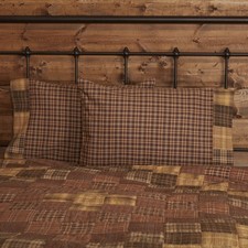 Rustic Standard Pillow Case Set of 2 Brown Patchwork Bedroom Decor VHC Brands