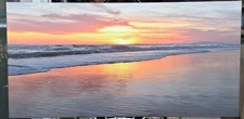 Golden Hour Beach Canvas Sunset Decor | Coastal  photography. Used. 36”x 18 1/4”