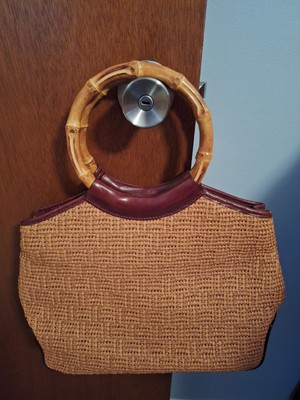 Etienne Aigner Women's And Leather Purse With Bamboo Handles