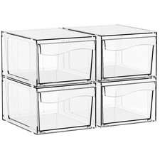 4.4"H Small Stackable Storage Drawers,4 Pack Pull Out Clear Acrylic Drawers O...