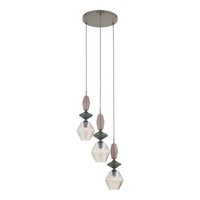 Pendelleuchte Esstisch Modern Glas Stahl Cognac Braun E14 Ø42Cm HäNgelampe KüChe