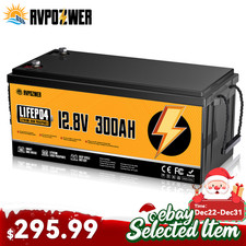 12V 300Ah Lithium LiFePO4 Battery 200A BMS for Golf Cart RV Marine Solar Panels