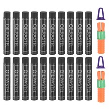 Soft Oil Pastels, 20 Pcs Black Oil Pastel Art Supplies with Crayon Holder