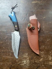 WXCOO Skinning Knife Blue & Black Wood Handle