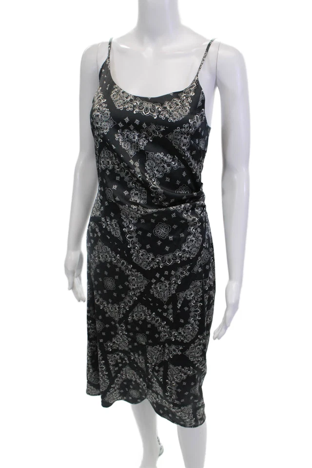 Vestido sin mangas The Westside para mujer de seda con cuello redondo de cachemira negro talla S Foto 2 de 4