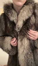SAGA FOX Silber Fuchs Damen Pelzmantel lang G...