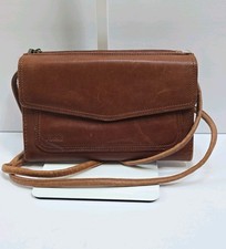 Fossil Brown Leather Organizer Crossbody Wallet Bag Vintage Style
