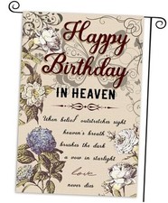 Happy Birthday in Heaven Garden Flags Funeral Memorial Flags Memorial Banner