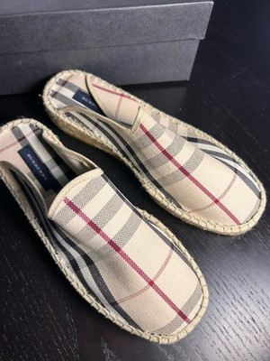 NEW Burberry Classic Plaid ESPADRILLES women's 38 / 7  Nova check slip-ons NWB