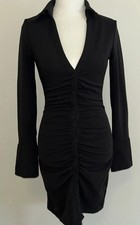 H&M Divided Button Up Bodycon Shirt Dress Lightweight Ruched Womens Sz AU 8 EUC