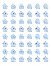 48 BABY BLUE ELEPHANT ENVELOPE SEALS LABELS STICKERS 1.2" ROUND