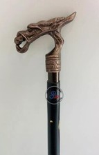 Antique Dragon Handle Inlaid Wooden Walking Stick Cane 37" Long For Men/Grandpa.