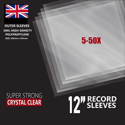YANQUEENS 12" Record Sleeves Outer Plastic Vinyl Covers Anti Static Bags 12 inch LP Albums