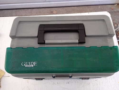 PLANO #759 Large Fishing Tackle Box Gray Green Slide Out Tray 18"x15x10.5 NICE!! - Picture 2 of 20