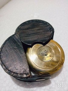 Brass Pocket Compass 1920 With Leather Box Marine Antique Collectible Vintage