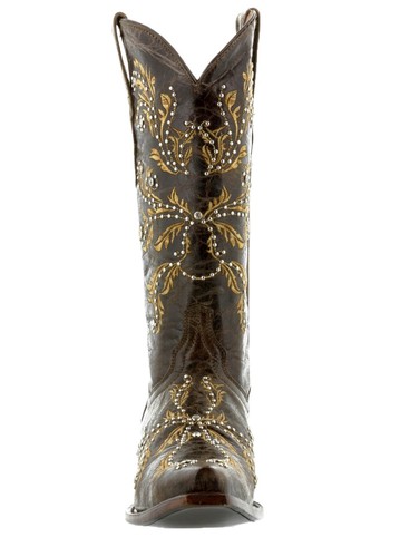 Stivali da cowboy marrone scuro vera pelle di mucca western distress pelle borchie taglio - Foto 4 di 7