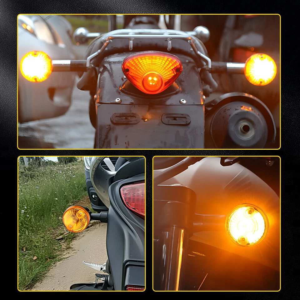 4X Bullet Motorcycle Chrome Turn Signal Blinker Lights For Kawasaki Honda Yamaha - Image 4 of 4