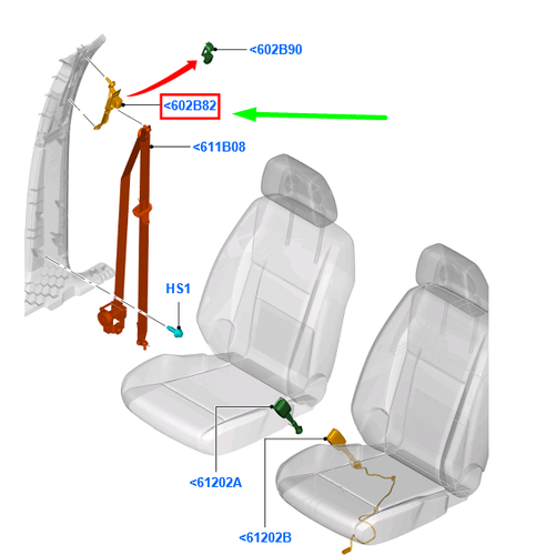 FORD RANGER T6 MK3 Front Seat Belt Height Adjust Adjuster 1725992 NEW GENUINE - 第 1/3 張圖片