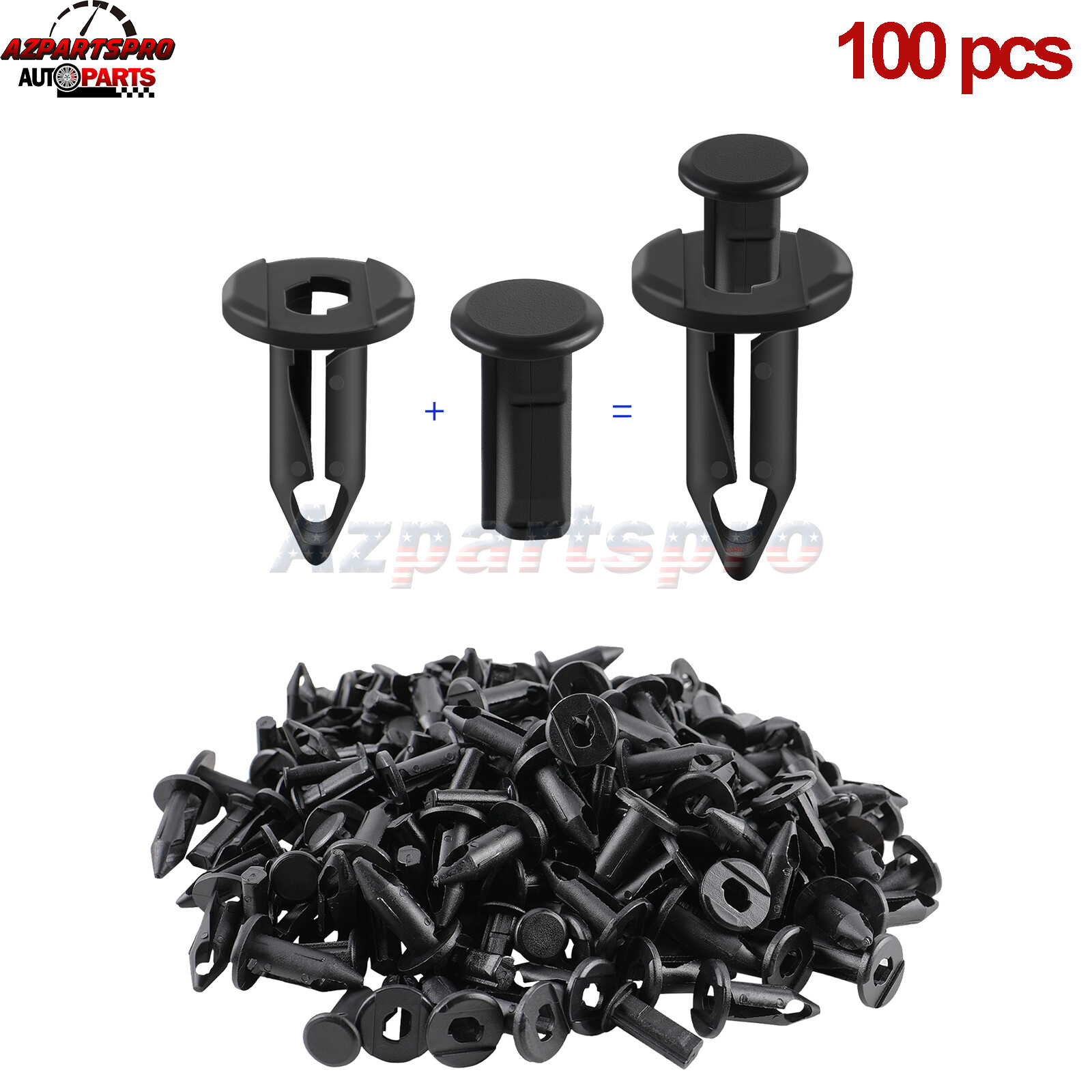 100pcs ATV Retainer Clips Push Pin Splash Guard Body Panel For Honda 8mm Hole