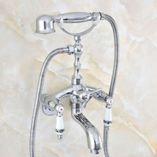 Wall Mount 3-3/8" Chrome Bathroom Tub Faucet Hand Shower Bathtub Filler Tap Set