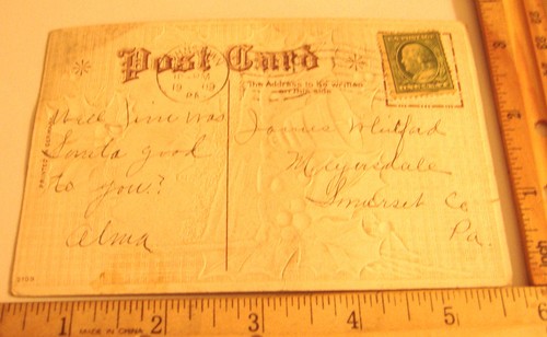 +VINTAGE GEPRÄGTE WEIHNACHTSPOSTKARTE~FROHE WEIHNACHTEN~GEDRUCKT IN DEUTSCHLAND~2109 - Bild 2 von 2