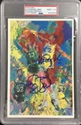Magic Johnson Signed LeRoy Neiman Postcard Larry Bird Lakers PSA/DNA MINT 9.5