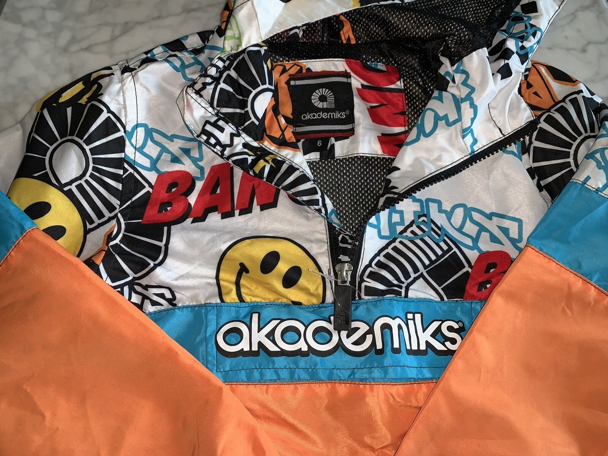 Akademiks Zip Up Jacket Hoody Urban Youth Boys Size 6 Graffiti