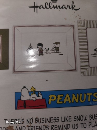 HALLMARK Peanuts Snoopy set of 3 snack trays plates retro winter scenes in box - Picture 3 of 4