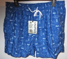 Blue Men's Nautical Anchor Lighthouse Surf Board Swim Trunks Shorts Pockets XL