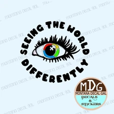 Autism Awareness Vinyl Decal Seeing the World Differently Eye with Puzzle Piece