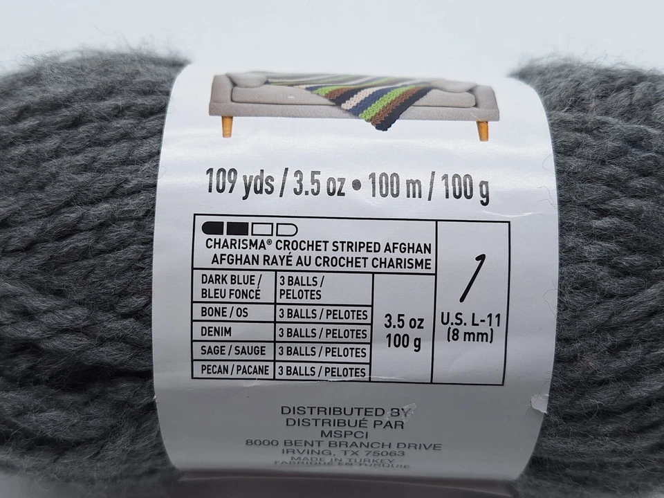 1 Charisma Charcoal Yarn Acrylic 3.5 oz 109 yds Turkey Lot 85904 Bulky 5 - Image 2 of 4