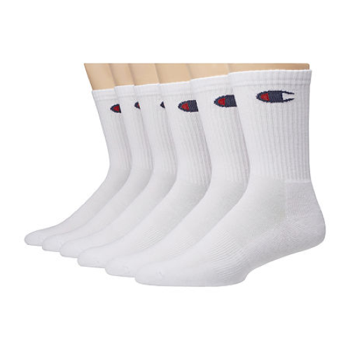Champion Crew Socks Men’s White Size 6-12 Double Dry Moisture Wicking 5-Pack-image