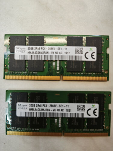 64GB Hynix 2x 32GB Arbeitsspeicher SO-DIMM RAM PC4-2666V 2Rx8 DDR4 - Afbeelding 1 van 1