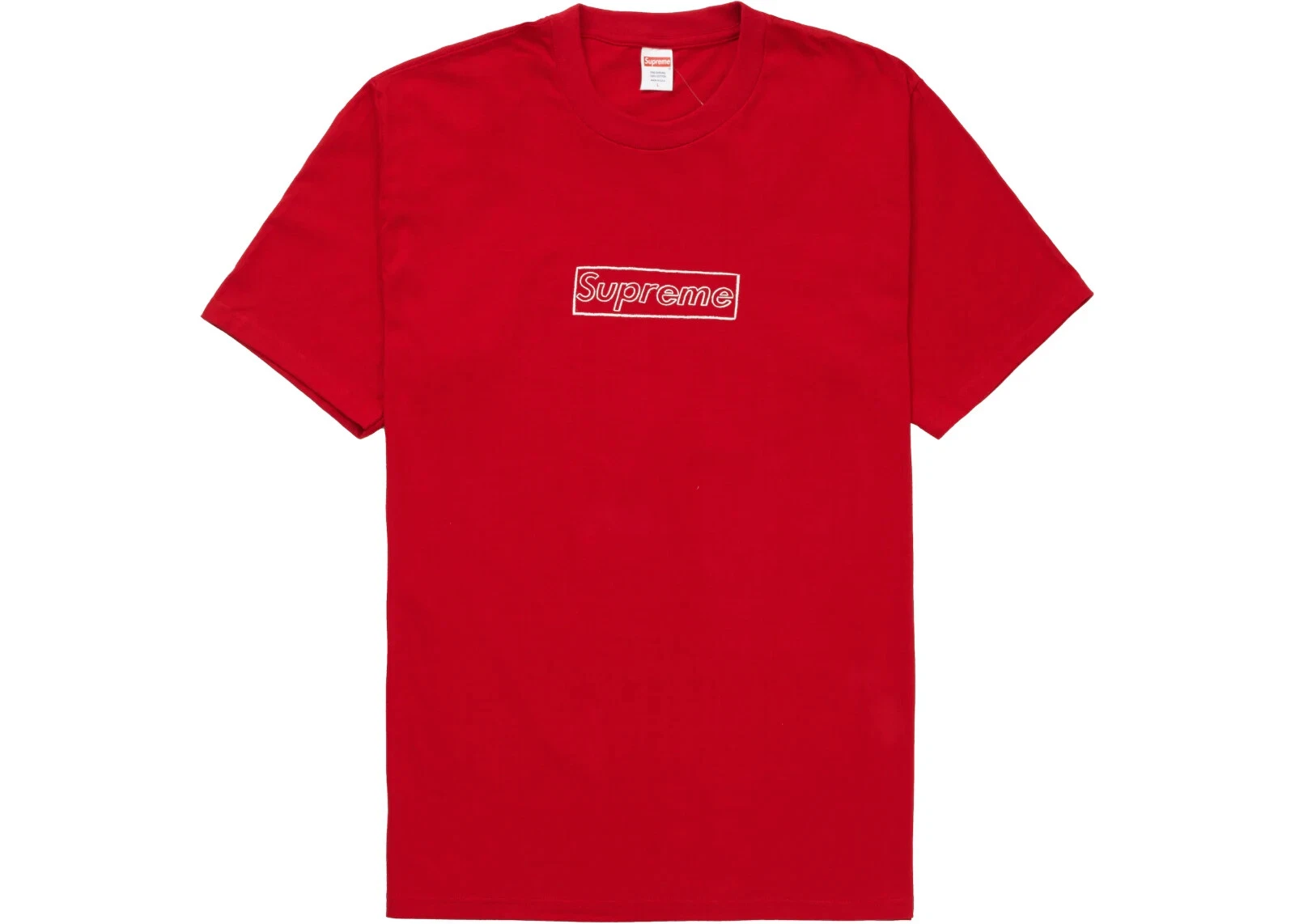 T shirt logo craie Supreme KAWS (SS21) rouge flambant neuf taille authentique M