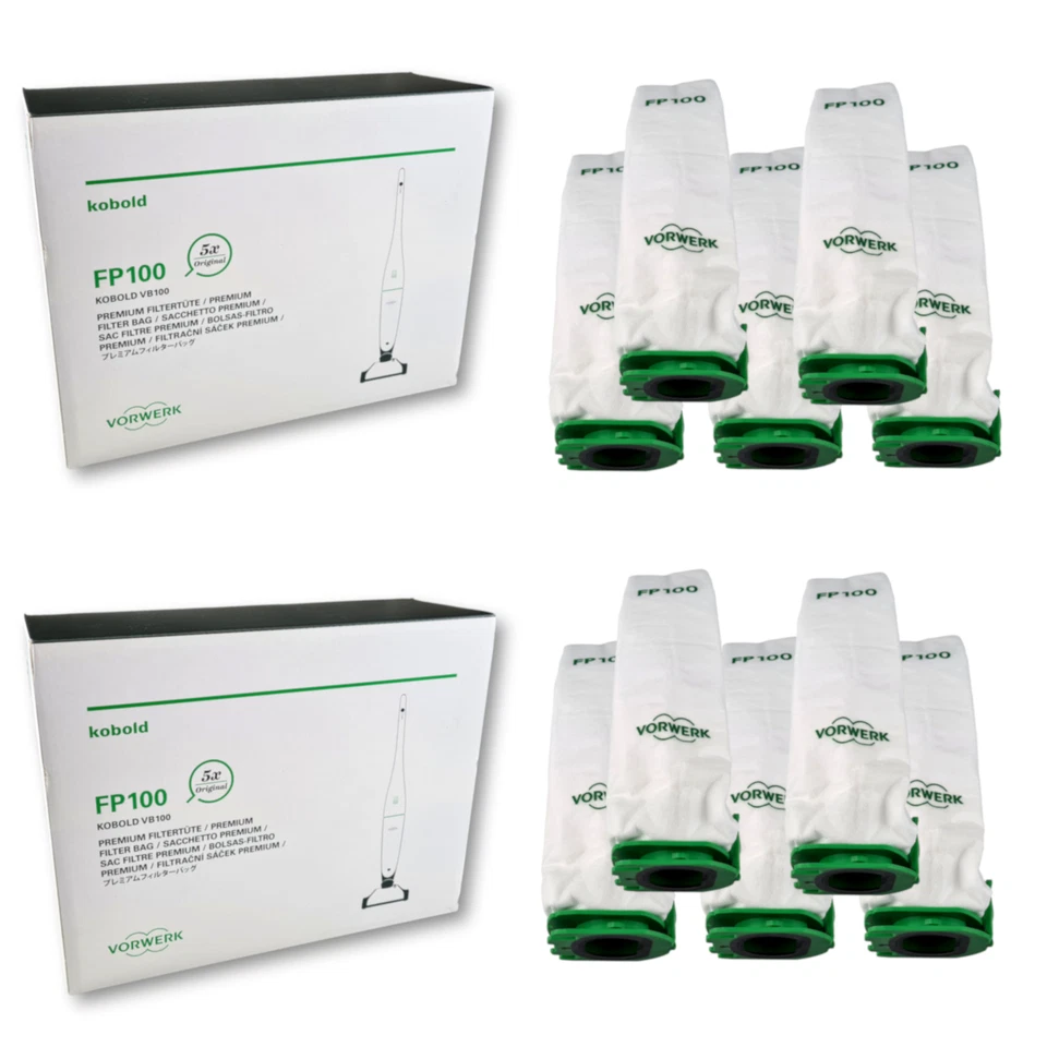 2x5 Original Vorwerk FP100 Beutel Staubbeutel für Vorwerk Akku Staubsauger VB100