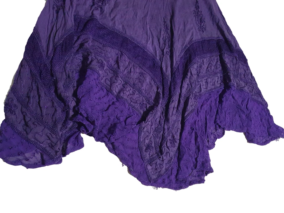 Festival Clothing Purple Boho Skirt India Made Elastic Waist Tiered Hem Gypsy 12 - image 4 of 4
