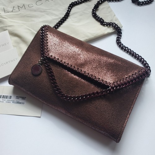 NEW STELLA MCCARTNEY Mini Falabella Crossbody Handbag Bag Bronze Purple Shimmer - Picture 4 of 9