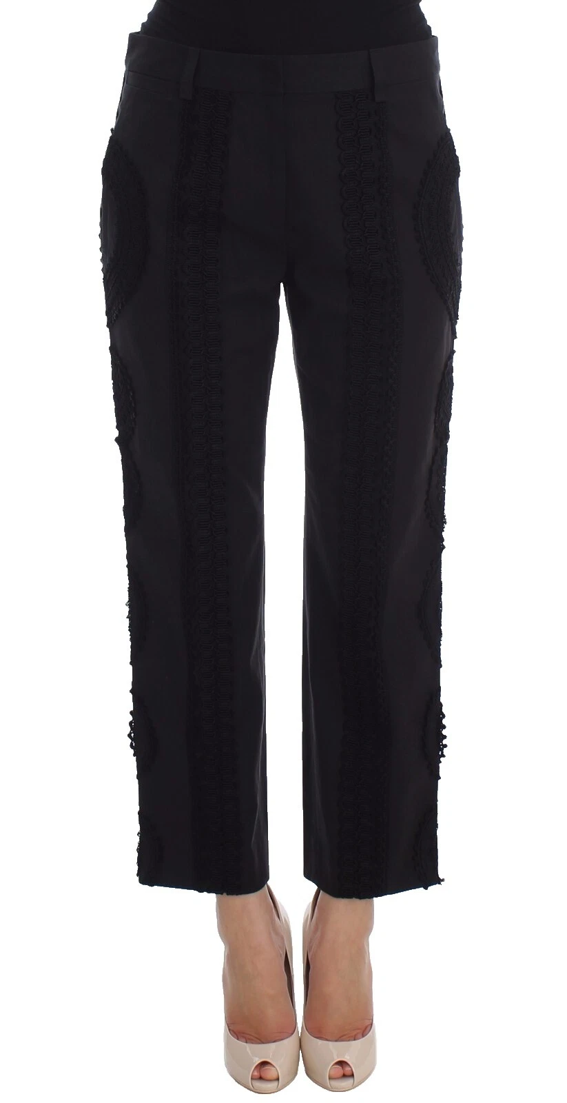 Pantalones Negros De Algodón Dolce&Gabbana para Mujeres