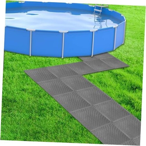 CIEOVO 18 Piece Pool Drainage Mat, Above Ground Pool Walkways Non-Slip Grey