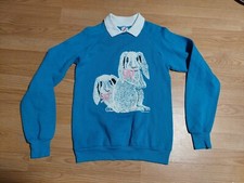Vintage Bunny Sweatshirt Womens Medium Jerzees Blue Nublend Crewneck
