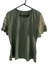 Women's Lace Short Sleeve Round Neck T Shirt Casual Blouse Top XL