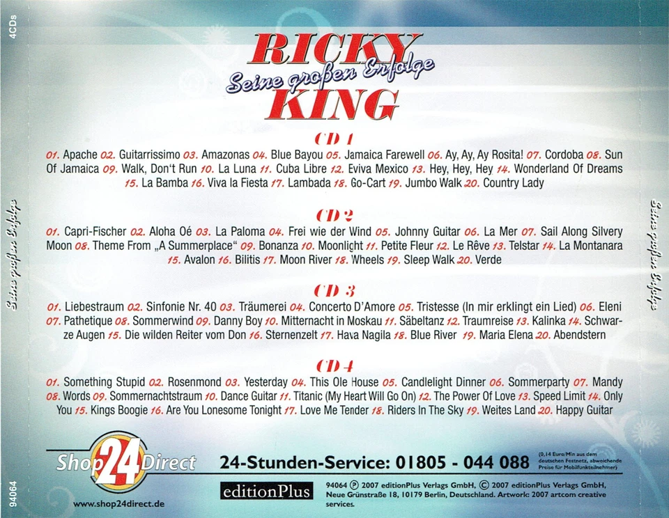 (4CD's) Ricky King - Seine großen Erfolge - Le Rêve, Verde, Liebestraum, Apache - Bild 2 von 2