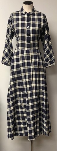 MAXI VESTIDO CAMISA SAKS QUINTA AVENIDA DE COLECCIÓN DEBUTANTE AZUL CUADROS ANFITRIONES SE AJUSTA TALLA 6 8 - Imagen 7 de 9