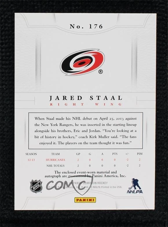 2013-14 Panini Dominion Emerald /5 Jared Staal #176 RPA Rookie Patch Auto RC - Image 2 of 2