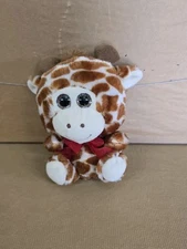 HUGFUN Happy Baby Giraffe 8” Plush Toy Stuffed Animal Red Bow Tie