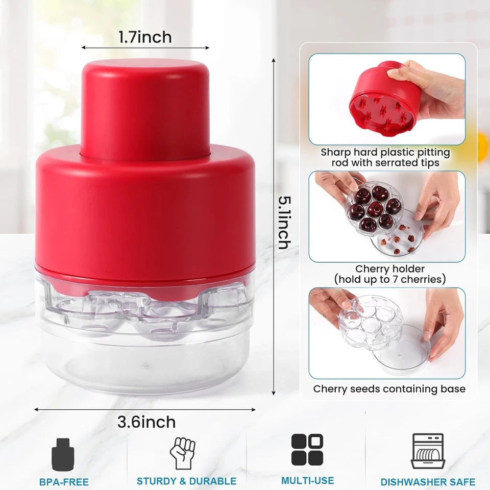 Herramienta grande para picar cerezas 7 en 1 - picador portátil para corer cerezas Foto 4 de 4