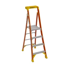4 Ft. Fiberglass Podium+ Platform Step Ladder (10 Ft. Reach Height) with 300 Lbs